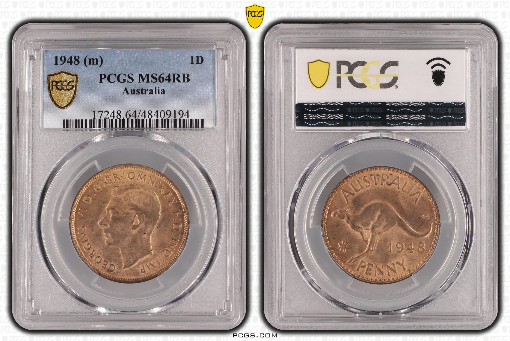 George VI, Penny, 1948, PCGS MS64RB