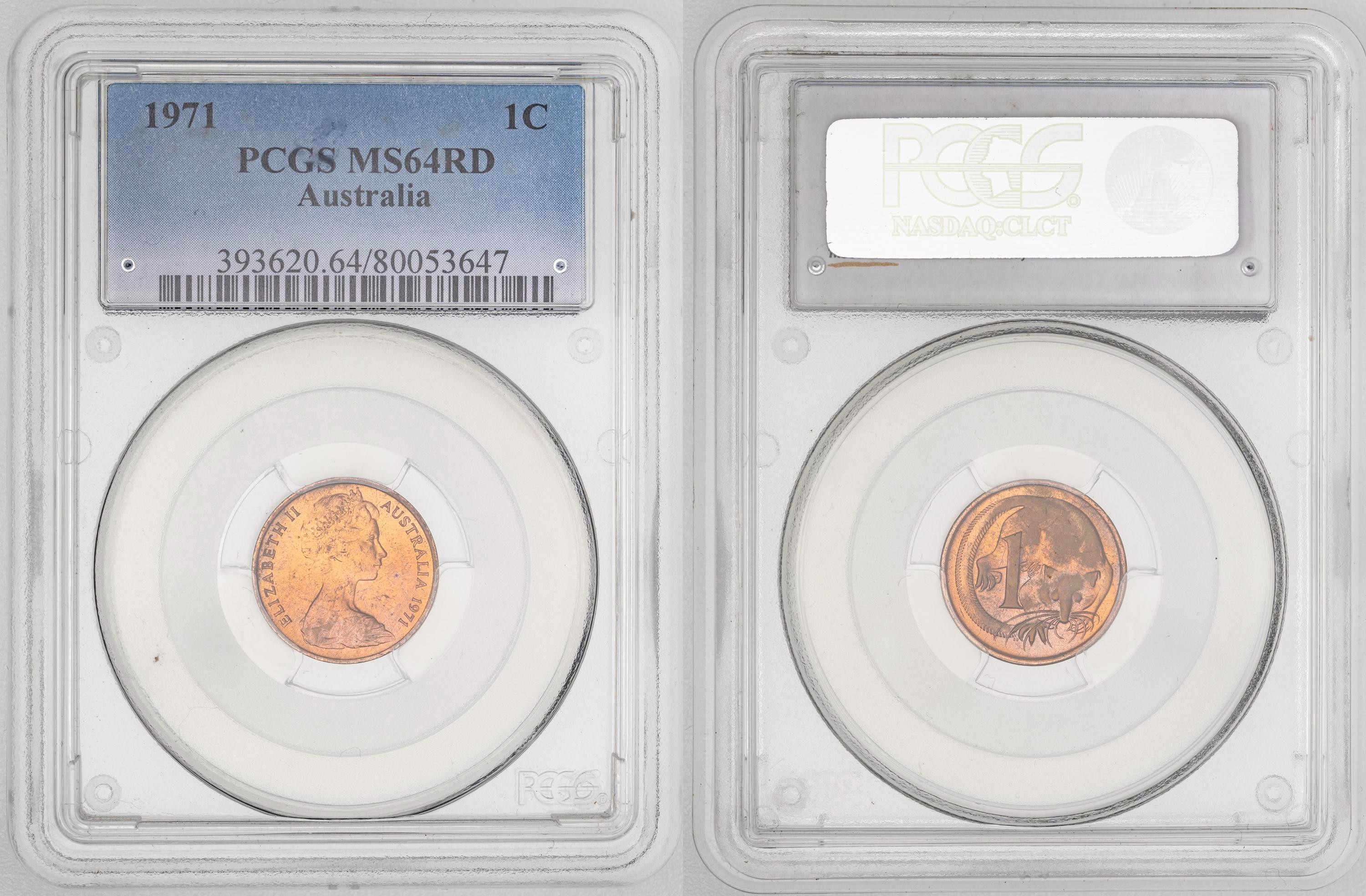 53 · Elizabeth II,  , One Cent, 1971, PCGS MS64RD