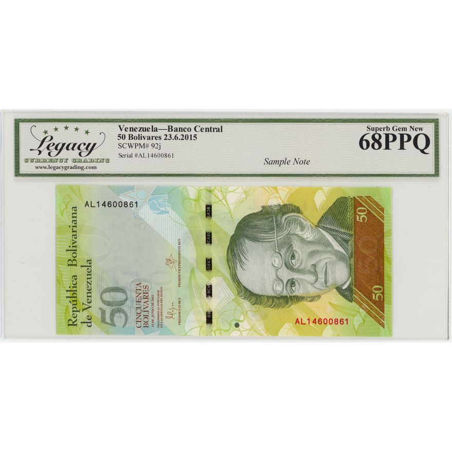Venezuela, Sample Note, Fifty Bolivares, 2015, Legacy 68 PPQ