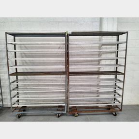 Assorted mobile steel frame & aluminium cooling drying racks