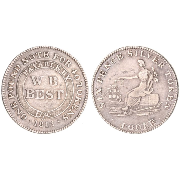 Great Britain, Dorset, Sixpence, 1812, aEF