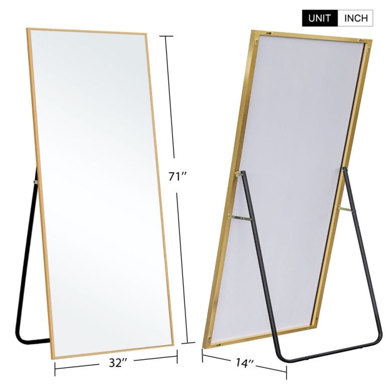 Gold Frame Floor Mirror 72 inch Vanzant Auctions