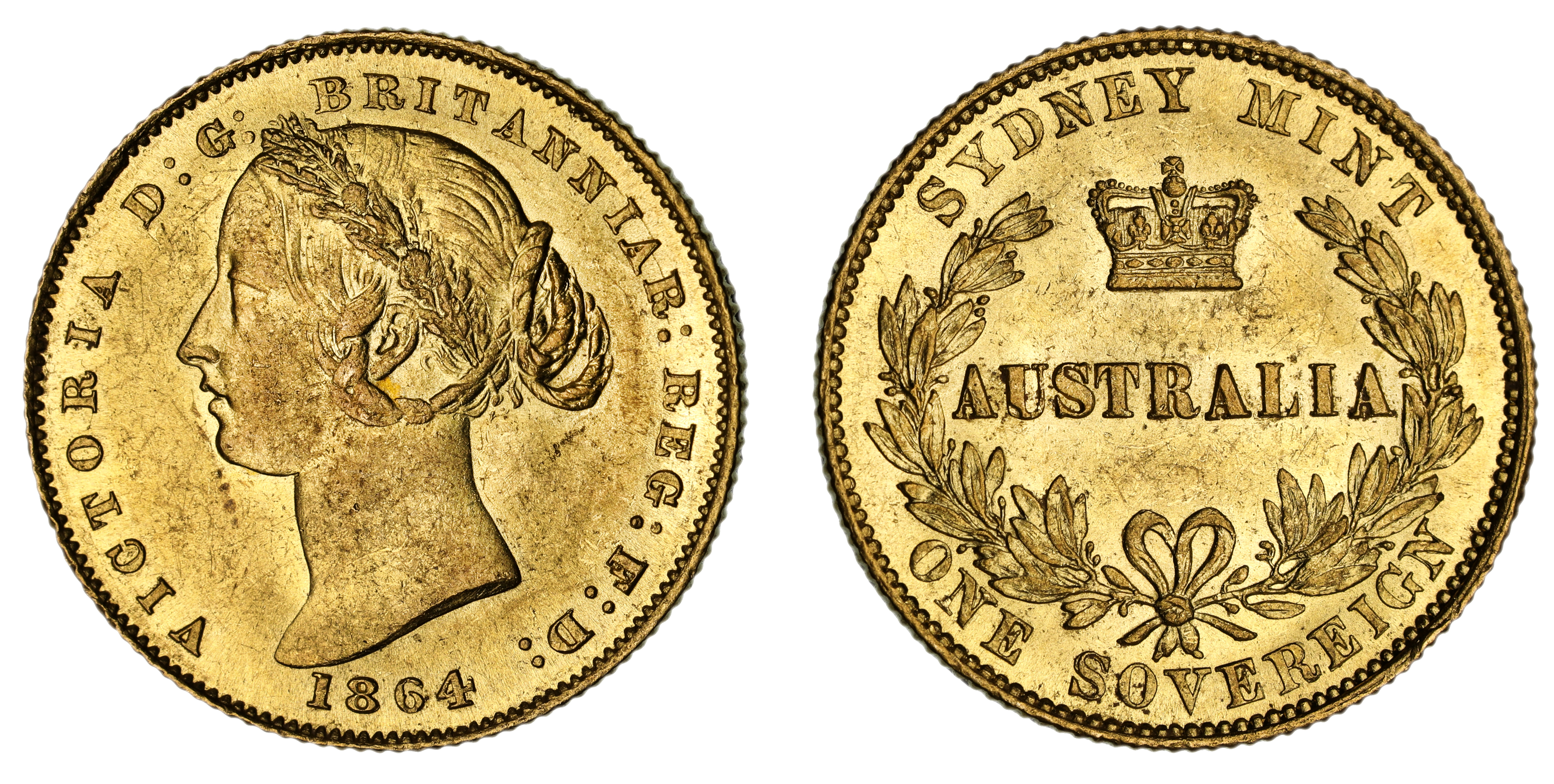 Victoria, Sydney Mint Reverse - Type II, Sovereign, 1864, gEF