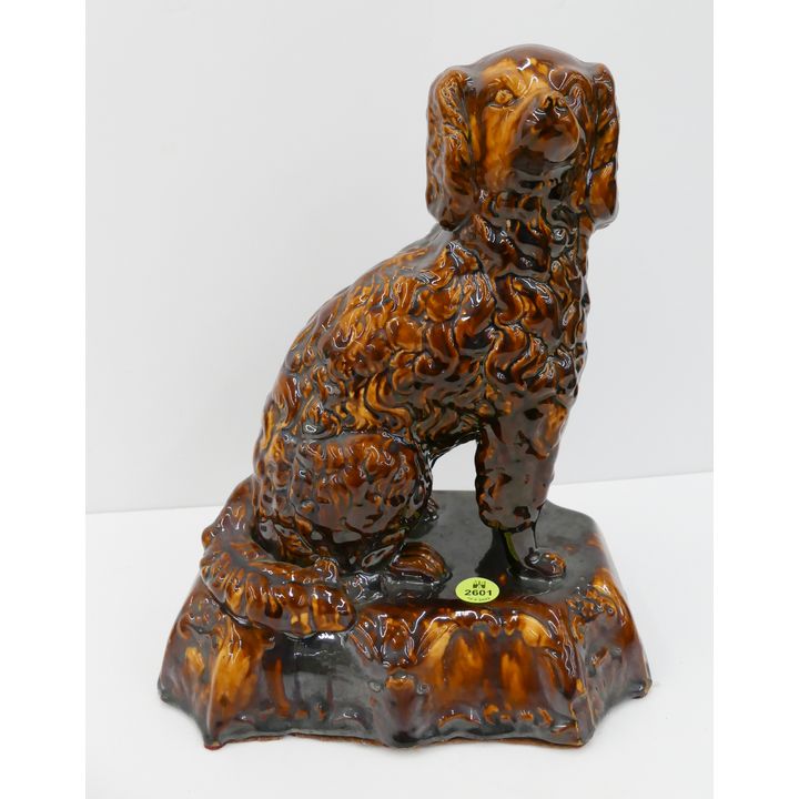 Antique Bennington Brownware Pottery Dog Figure- 11''