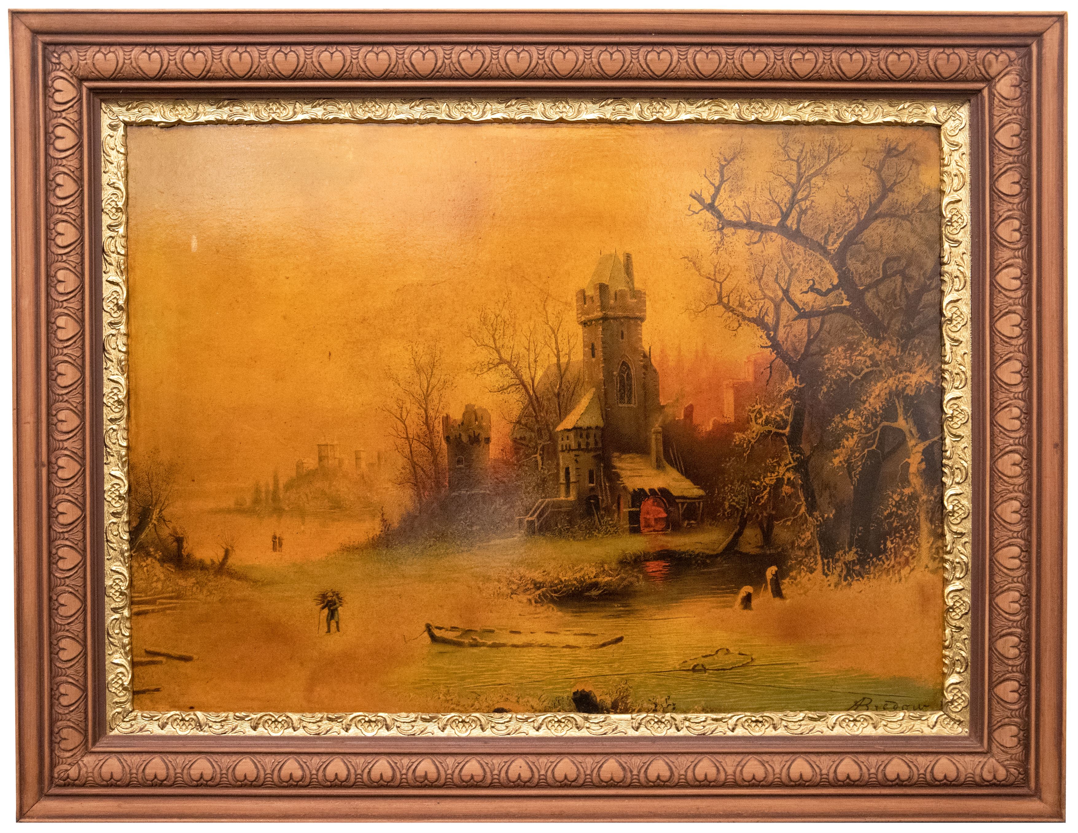 Germany, Albert Bredow (1828-1899), 'Figures in a Winter Landscape',