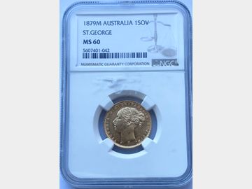 1879 VICTORIA YOUNG HEAD MELBOURNE MINT GEORGE & DRAGON GOLD SOVEREIGN MS60