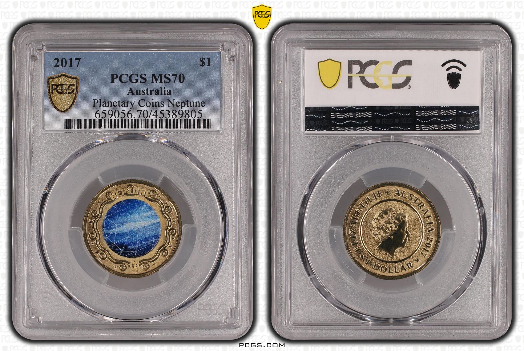 2017 Australia One Dollar, $1 Planetary Coins Neptune PCGS - MS70 POP 22/0 -805