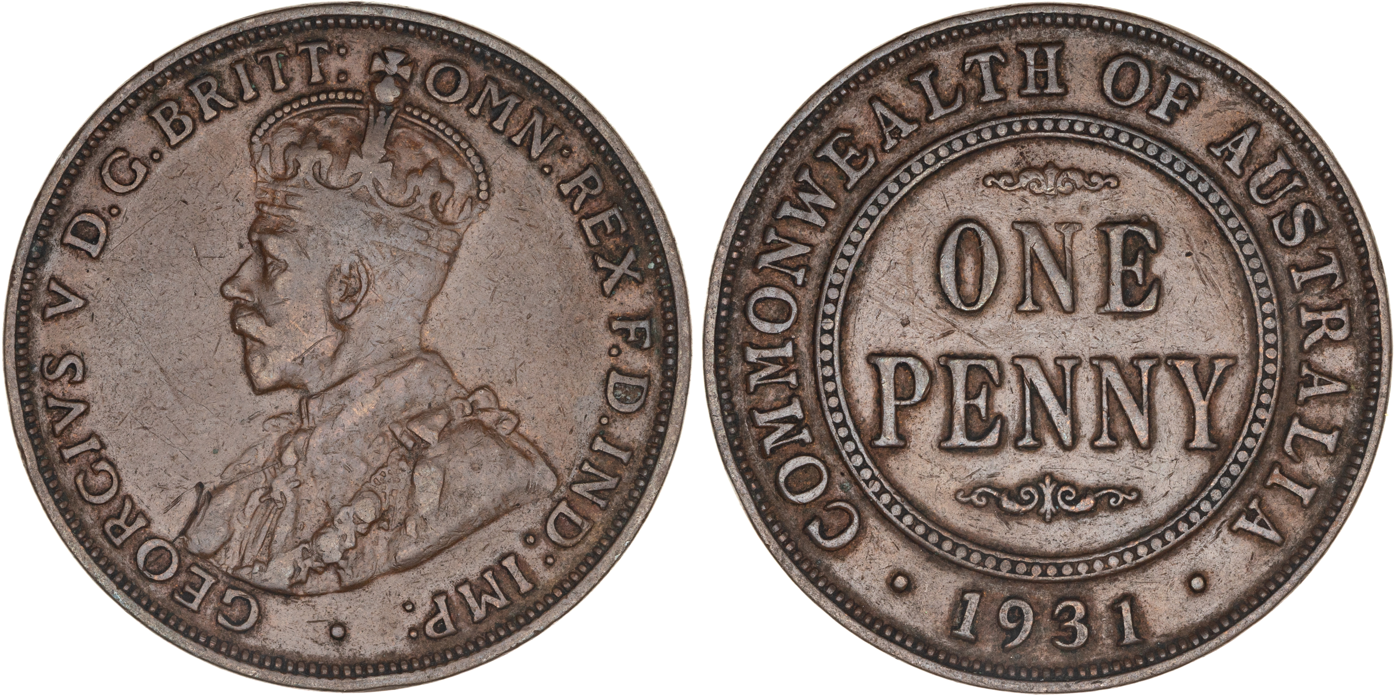 George V, Penny, 1931, Fine