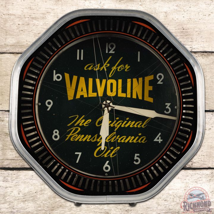 Valvoline The Original Pennsylvania Oil 18" Octagon Neon Spinner Clock