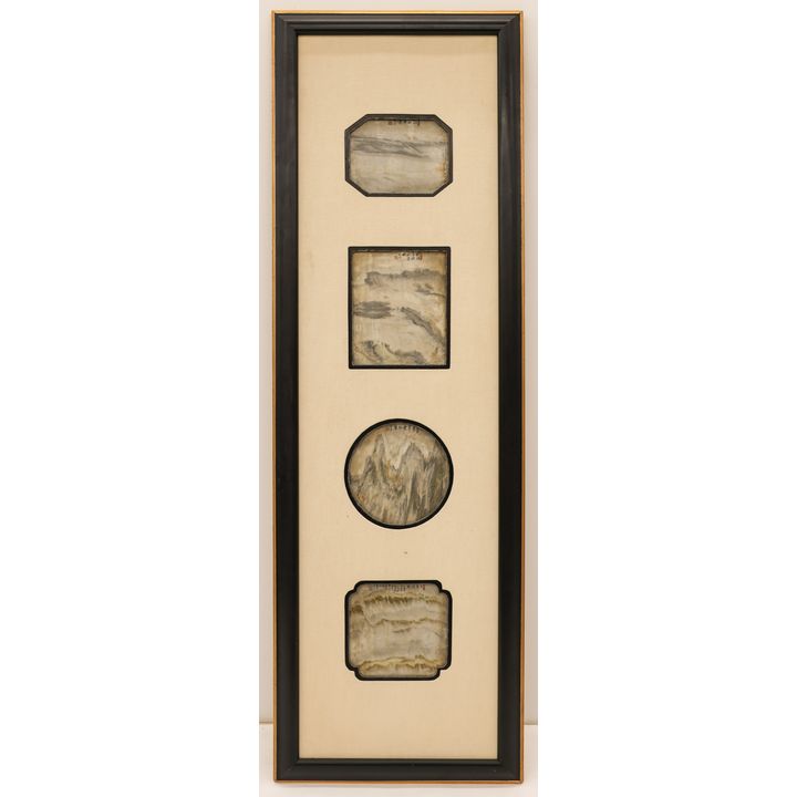 Chinese Dream Stone Signed Panels Framed