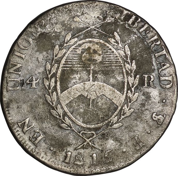 アルゼンチン（Argentina）/ 太陽の顔 4レアル銀貨 1815年(PTS F