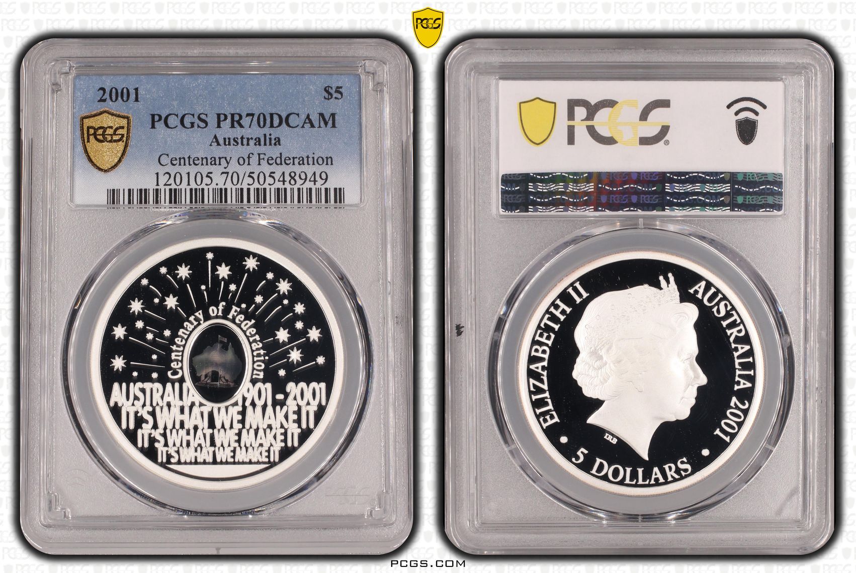 Centenary of Federation, POP 12/0, Five Dollar, 2001, PCGS PR70DCAM