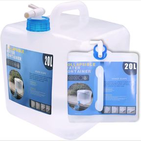 5.3 GALLON COLLAPSIBLE WATER CONTAINER WITH SPIGOT, CAMPING WATER STORAGE CARRIER JUG BPA-FREE FOR OUTDOORS HIKING BACKPACK & SURV
