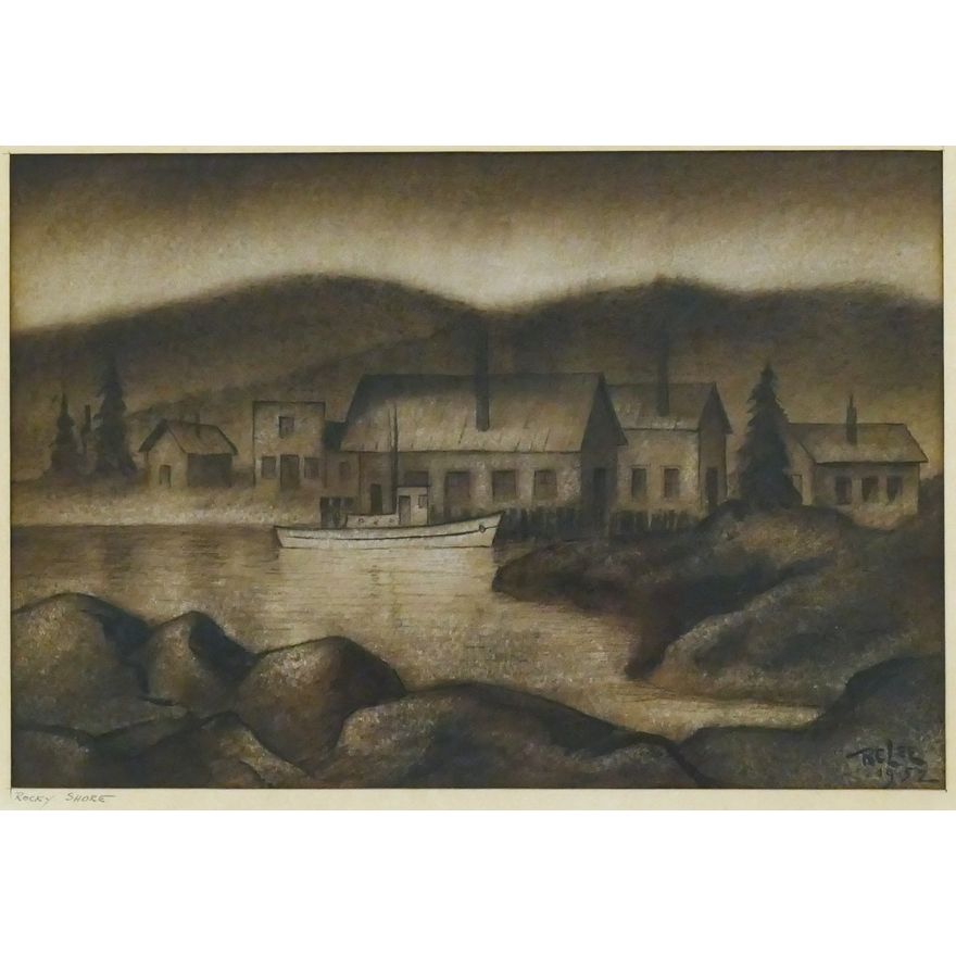 Robert Cranston R.C. Lee ''Rocky Shore'' 1952 Mixed Media