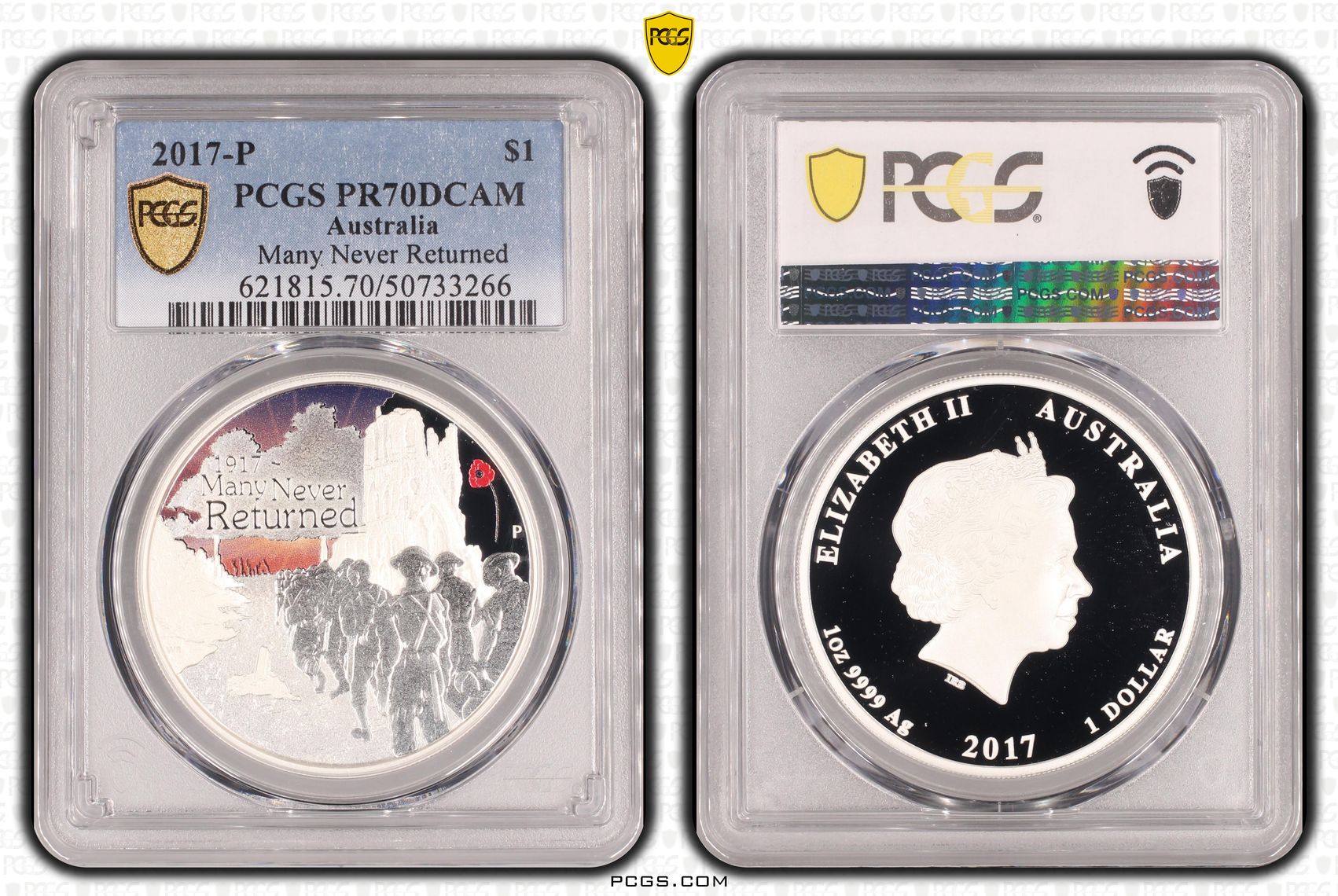 Many Never Returned, One Dollar, 2017-P, PCGS PR70DCAM