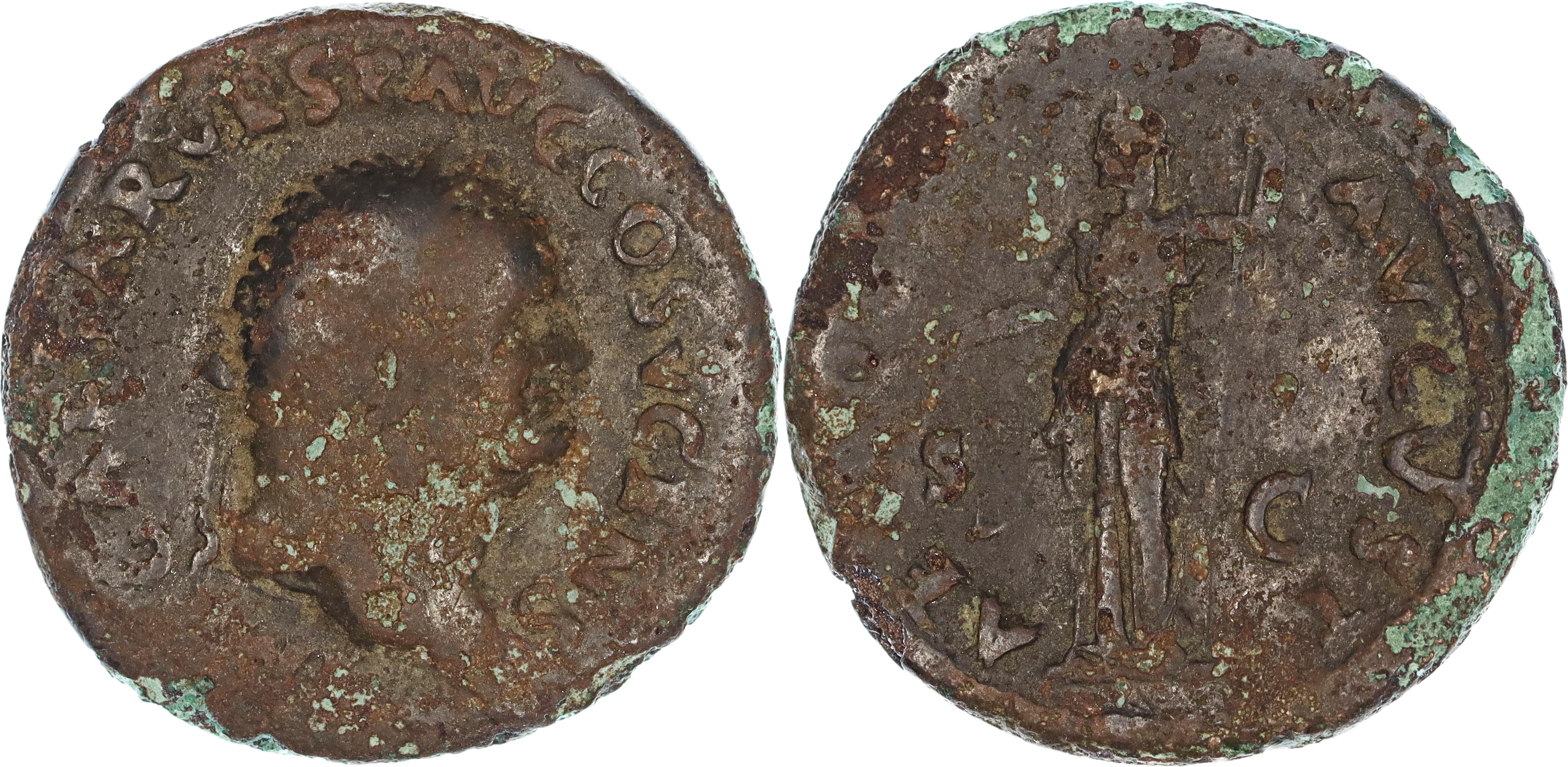 Roman Empire, Vespasian, Æ As, 74 AD, aF