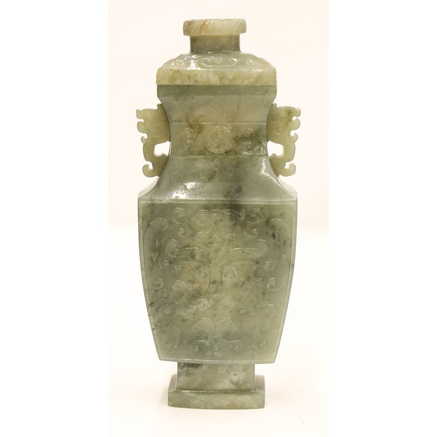 Chinese Jade Miniature Archaic Covered Vessel