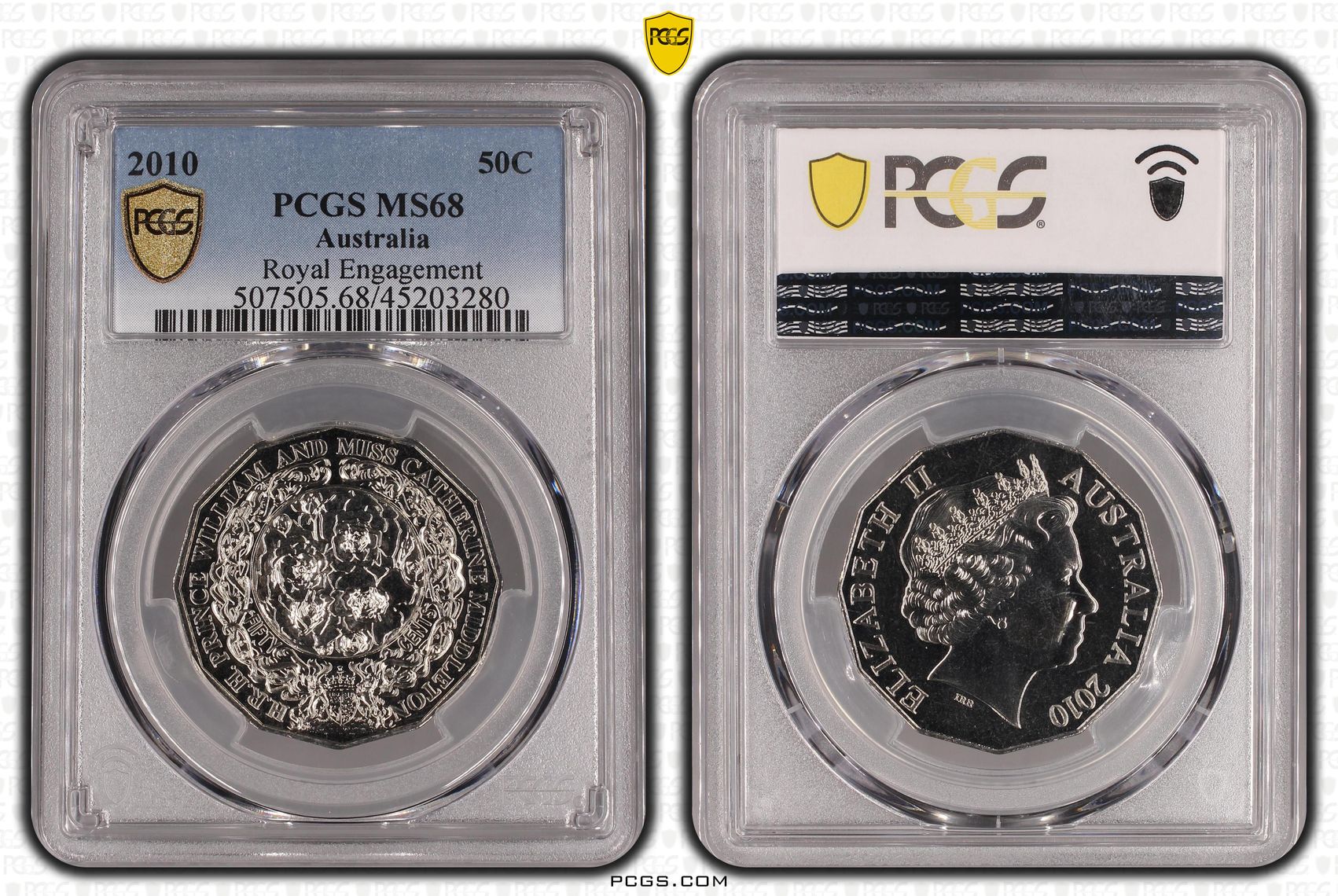 2010 Australia Fifty Cent, 50c Royal Engagement PCGS - MS68 -280