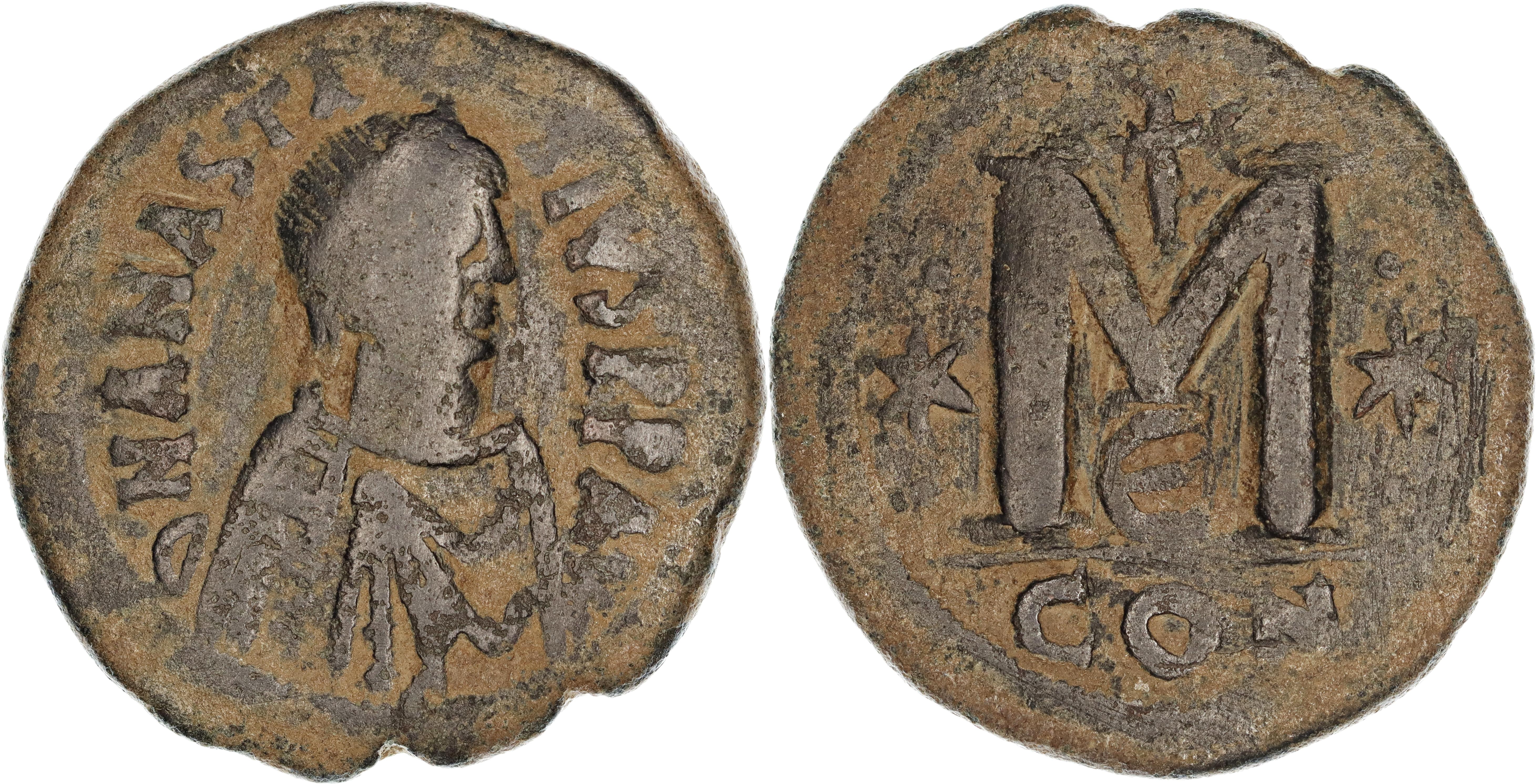 Byzantine Empire, Anastasius I, Æ Follis, 491-518 AD, F