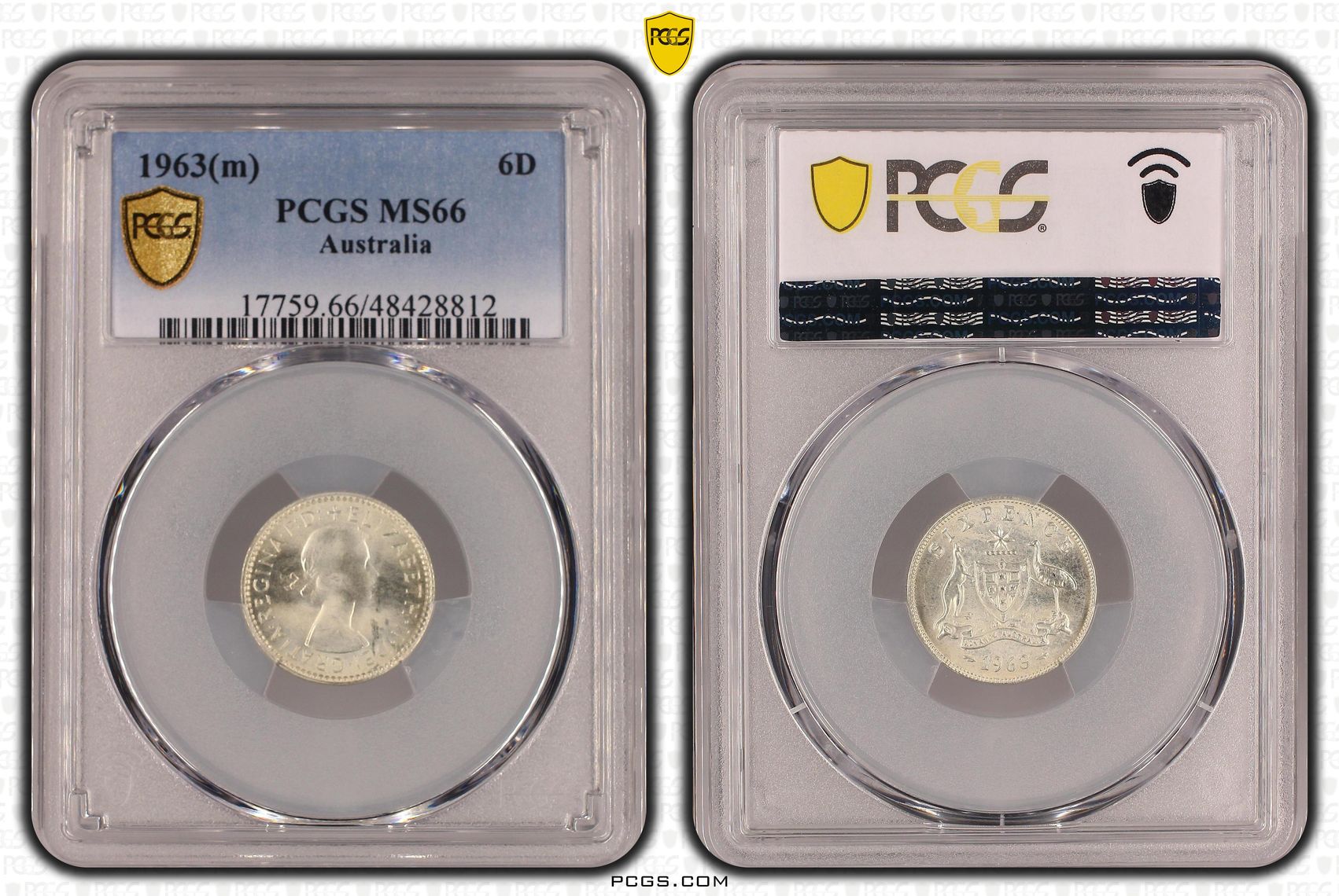 Sixpence, 1963(m), PCGS MS 66