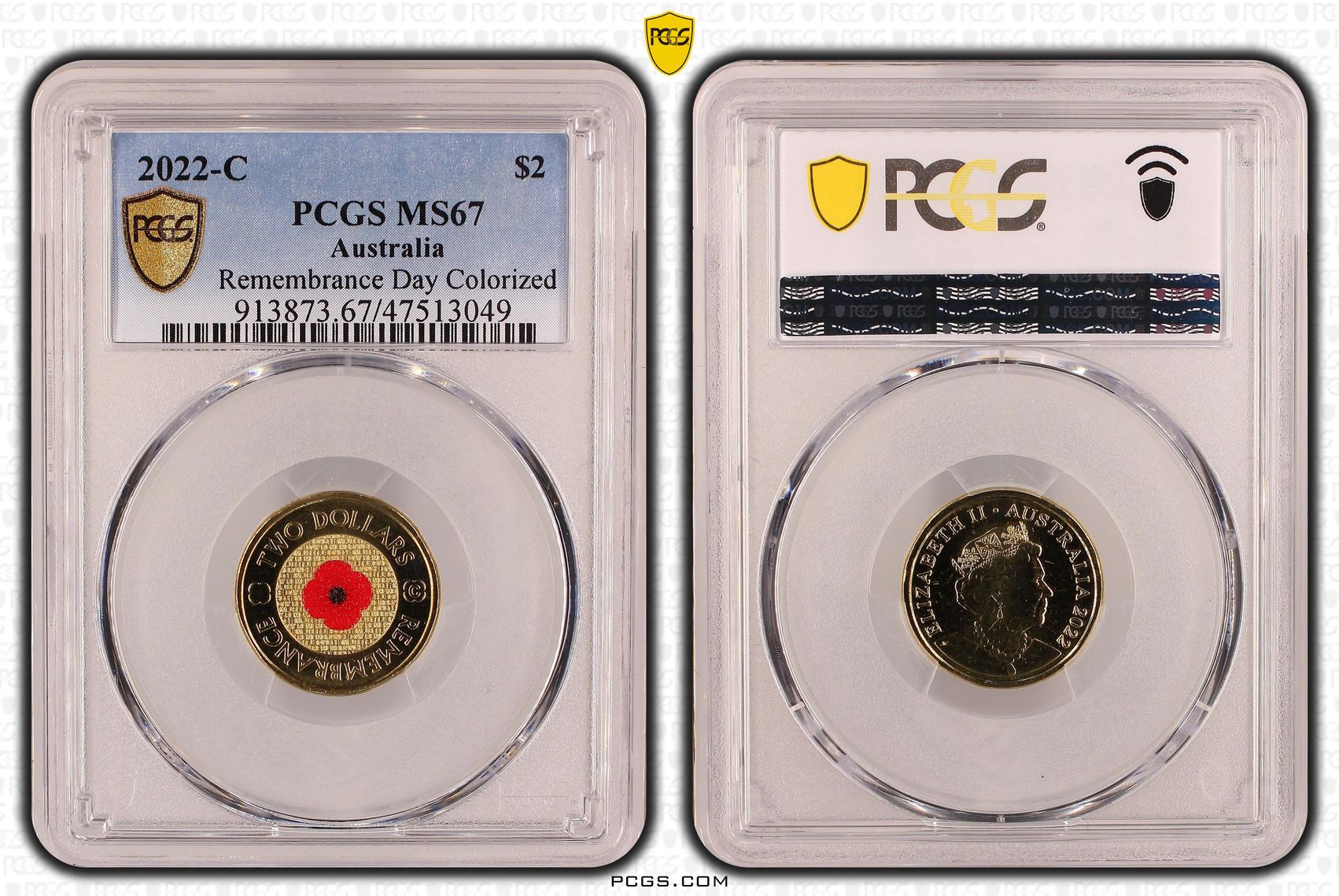 Remembrance Day Colorized , Two Dollar, 2022-C, PCGS MS67