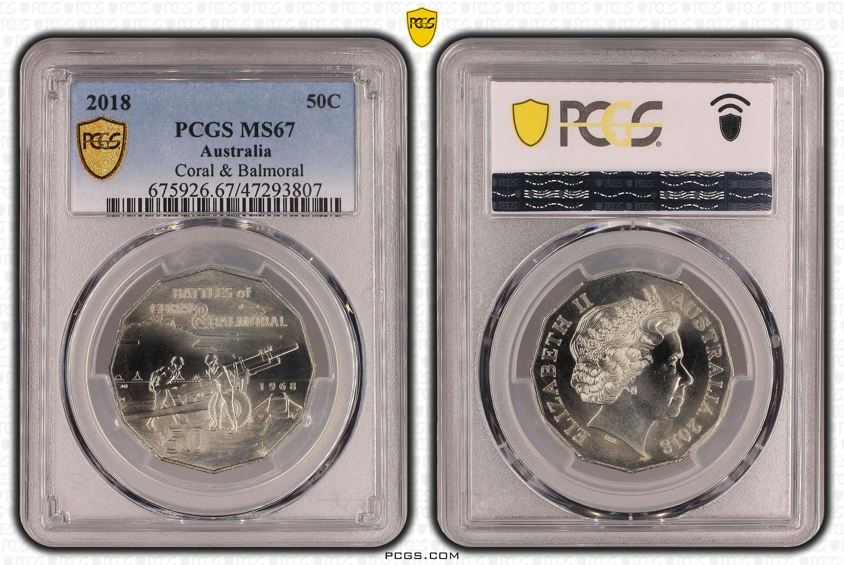 Coral & Balmoral, Fifty Cent, 2018, PCGS MS 67