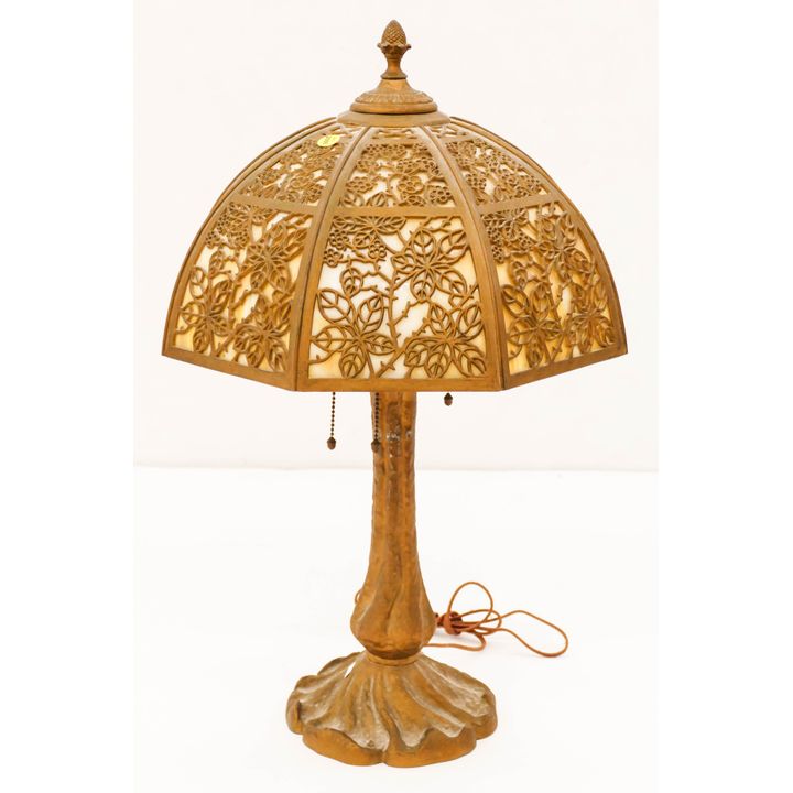 Bradley & Hubbard Caramel Slag Glass Table Lamp- 24x15''