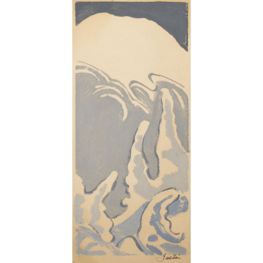 Paul Morgan Gustin ''Rainier'' 1958 Color Woodcut