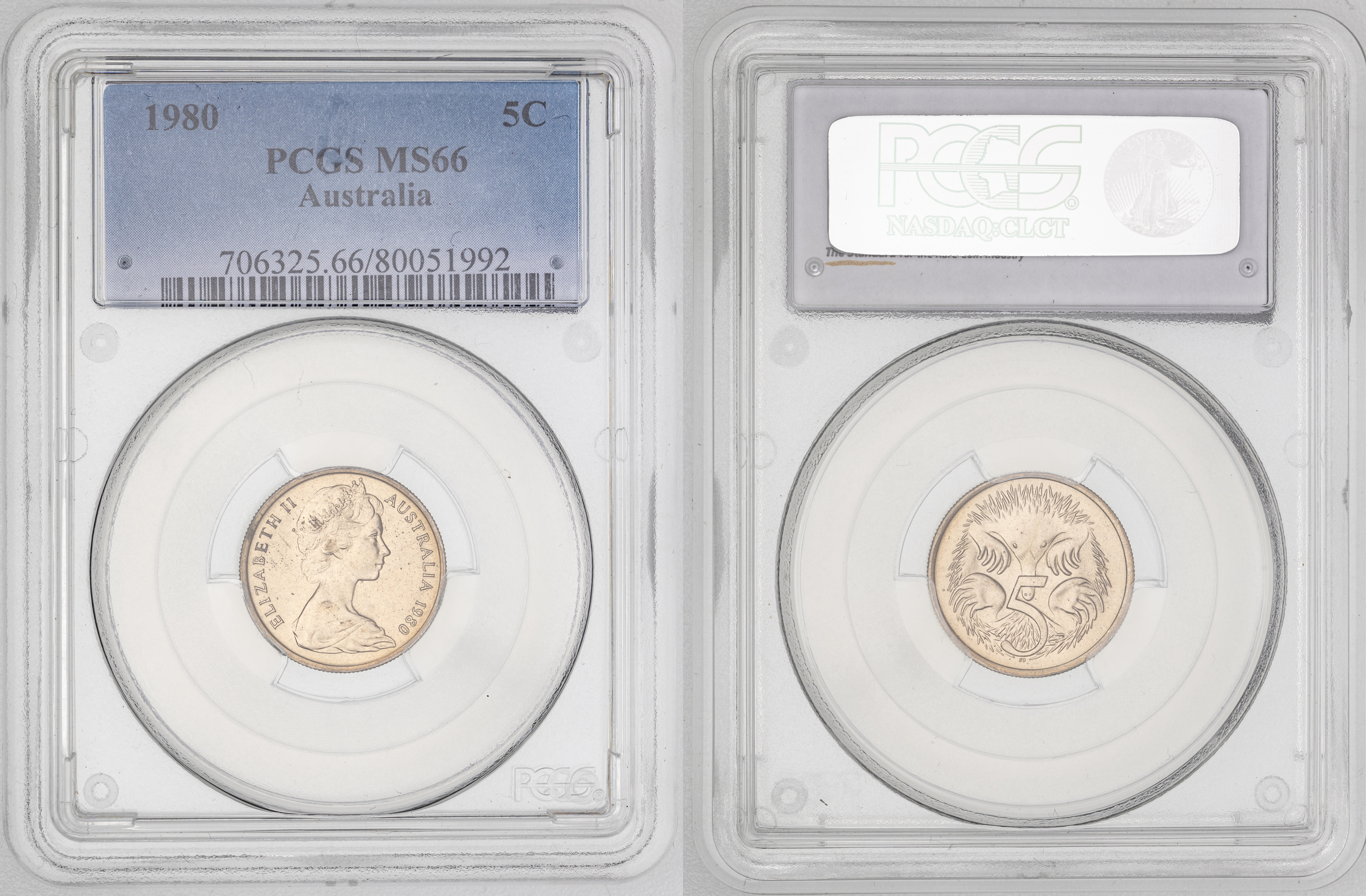150 · Elizabeth II, Five Cent, 1980, PCGS MS66