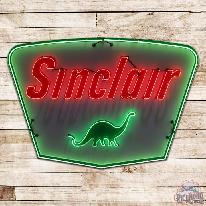 Sinclair Gasoline 7' Single Sided Porcelain Neon Sign w/ Dino