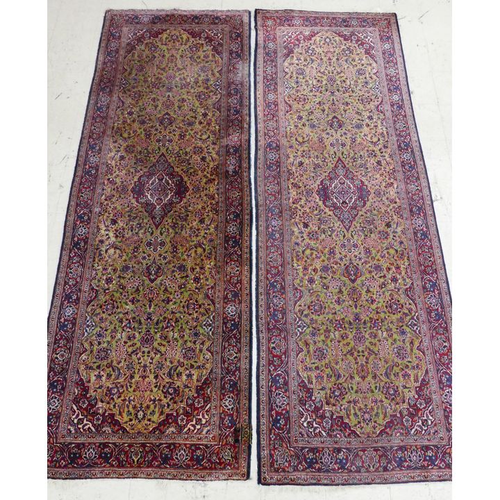 Pair of Semi Antique Persian Kashan Runner Rugs