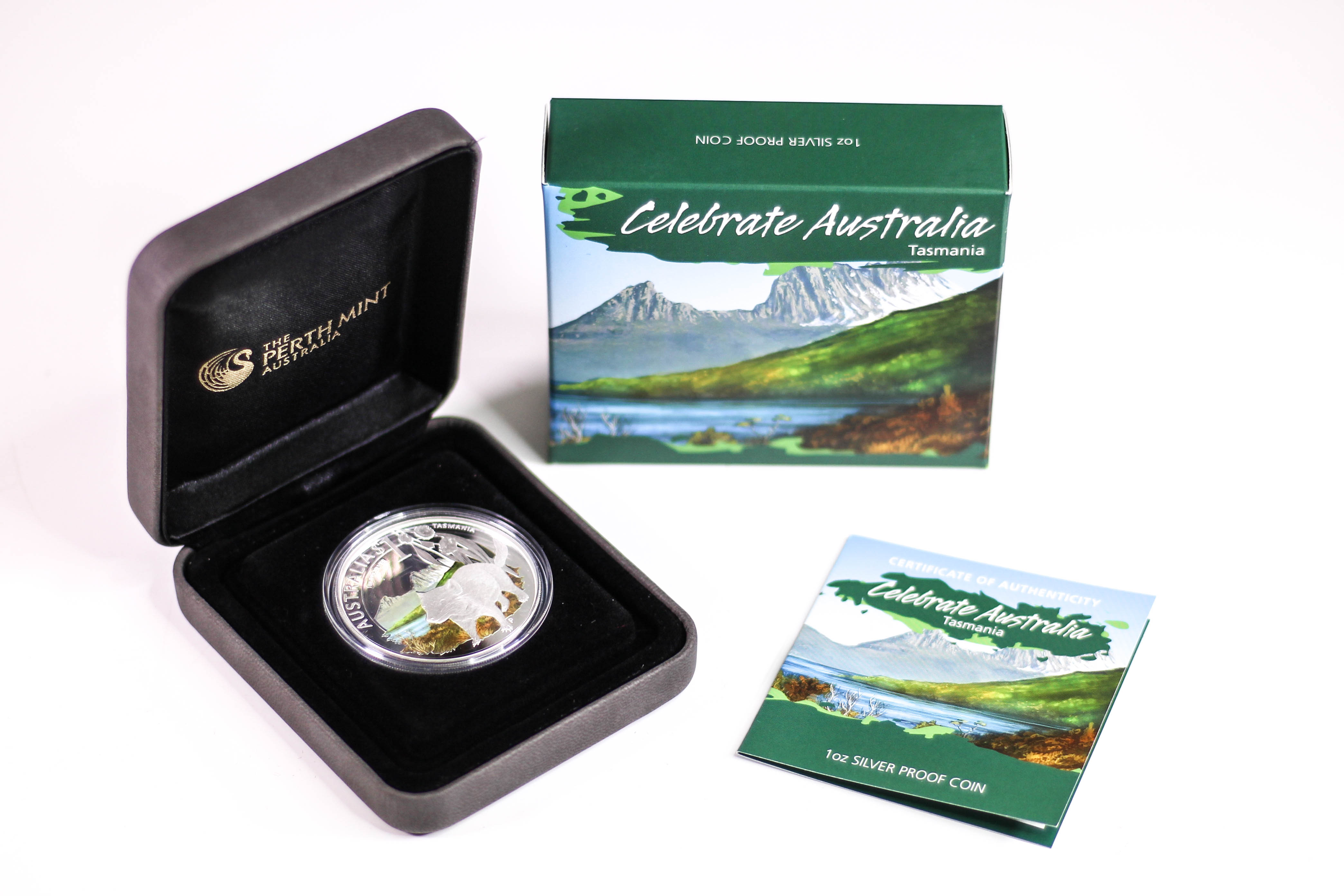 2010 Perth Mint $1 1oz Silver Celebrate Australia Tasmania Coin