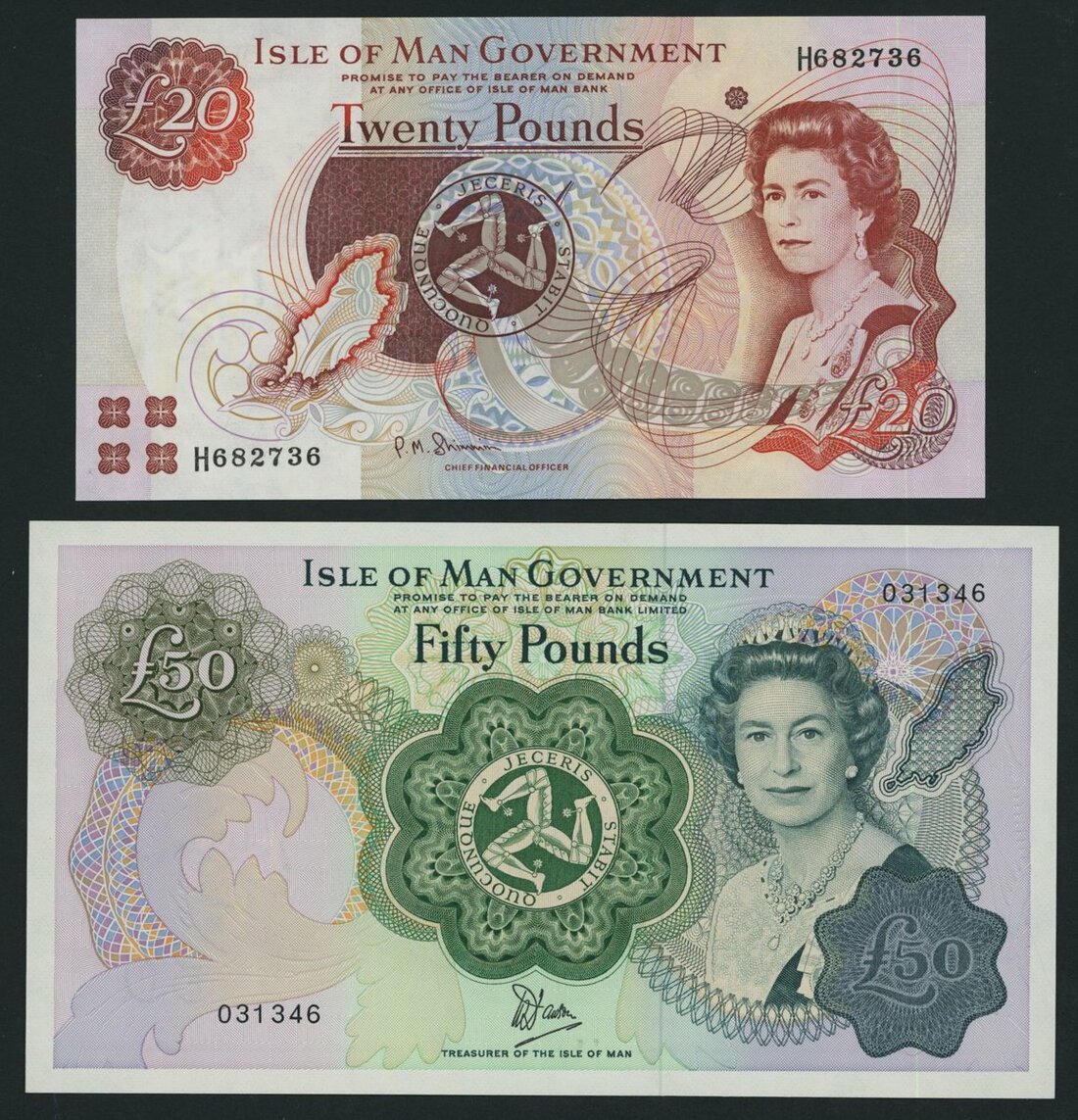 Isle of Man Government, £20, £50, ND (1974-1983), serial numbers ...