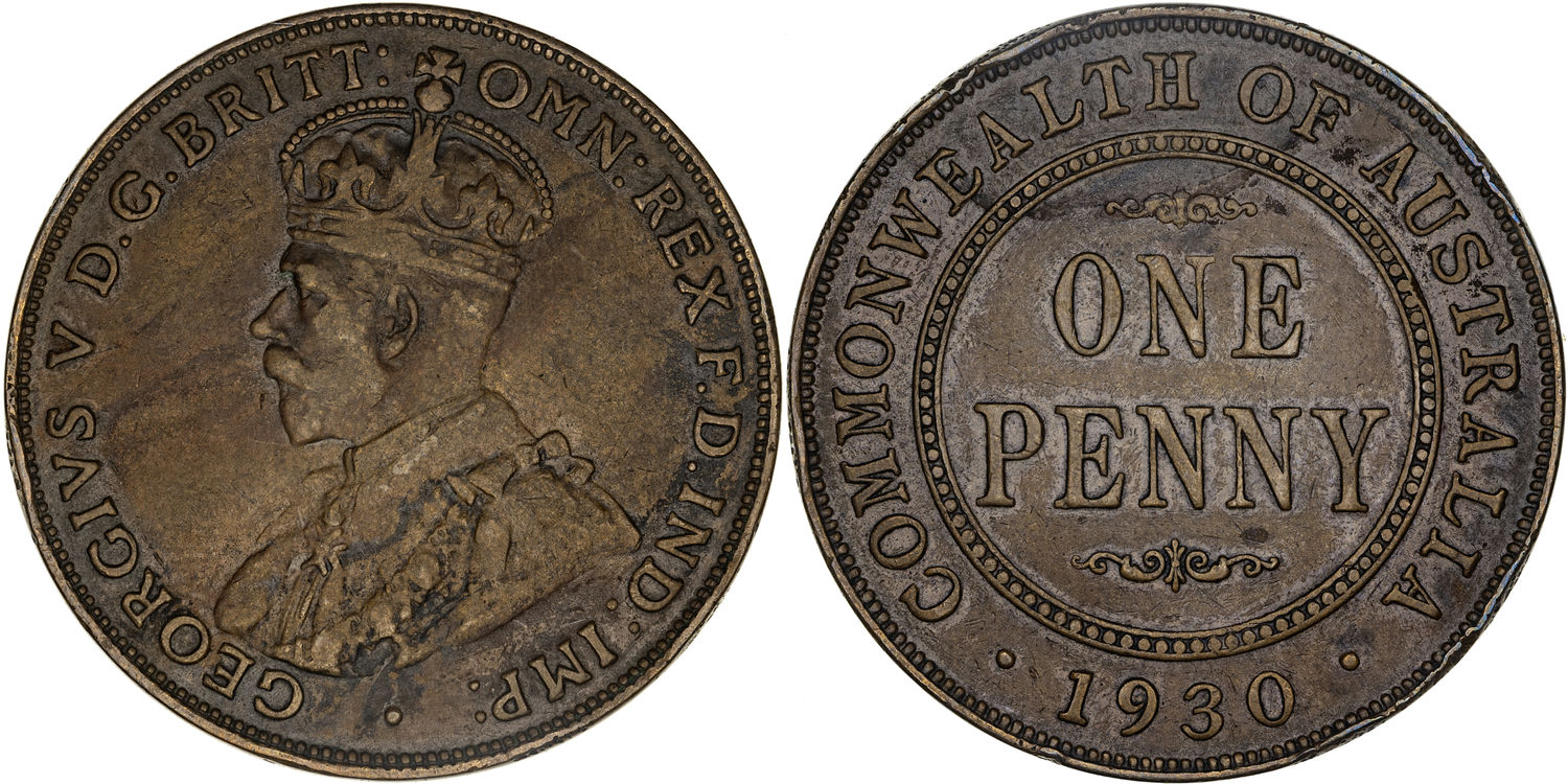 George V, Penny, 1930, aVF