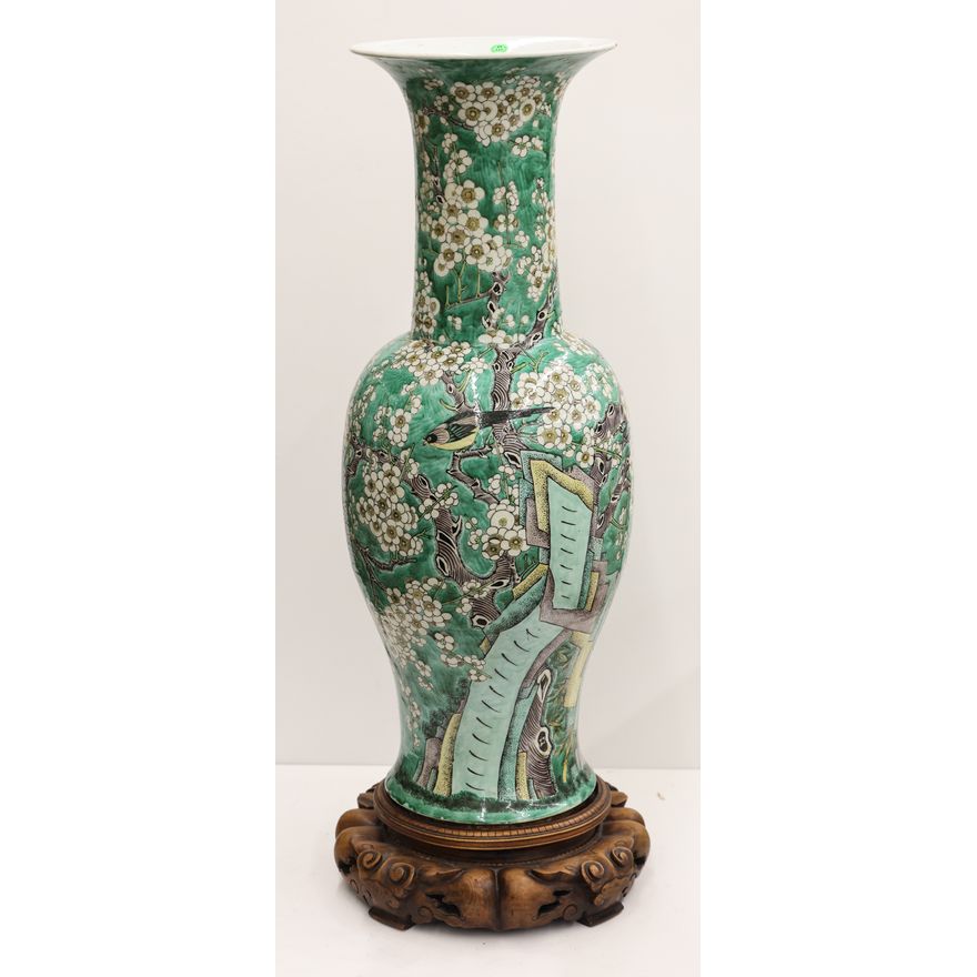 Large Chinese Famille Verte Floor Vase