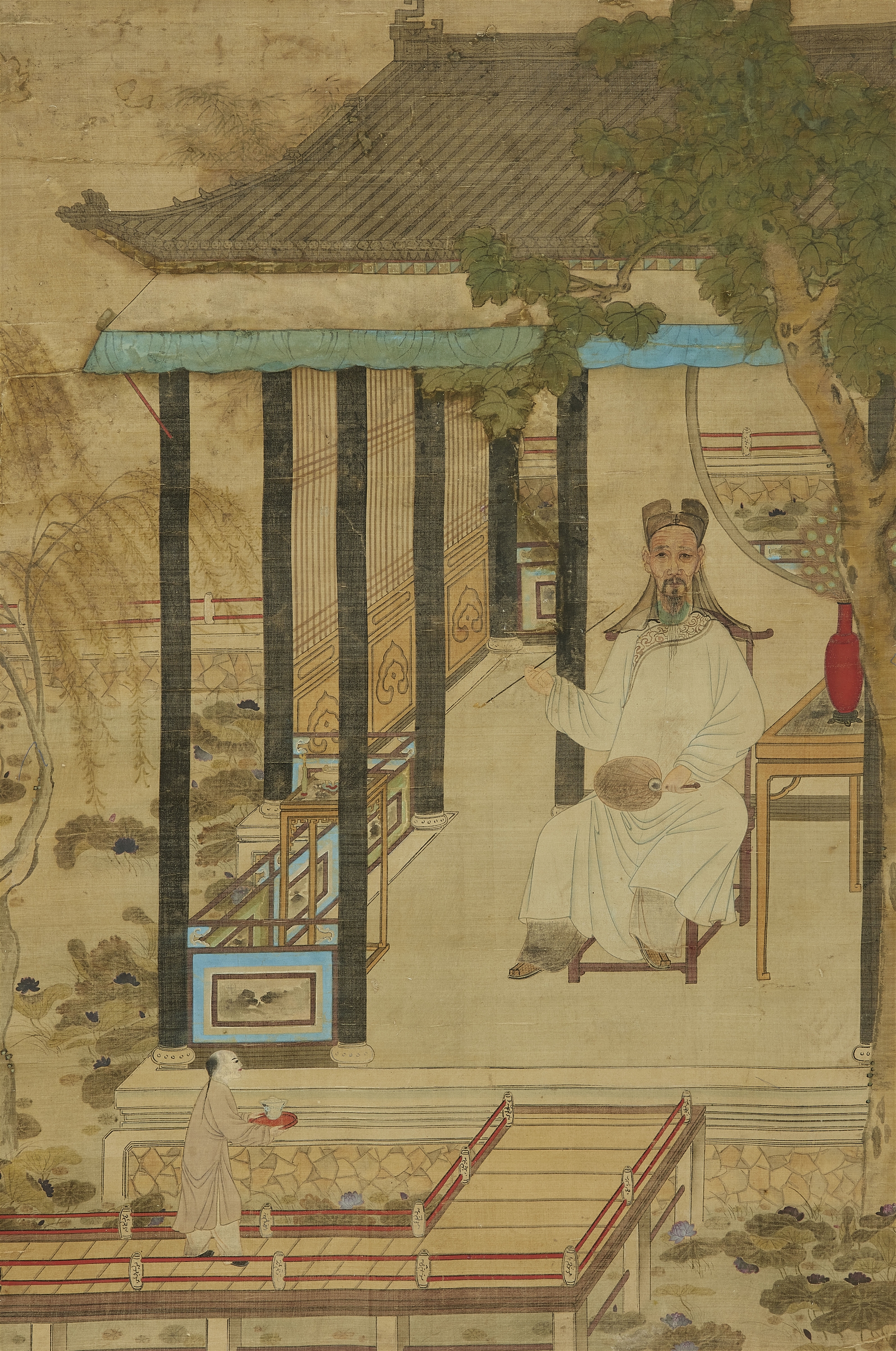 Scholar in a pavilion. Around 1900