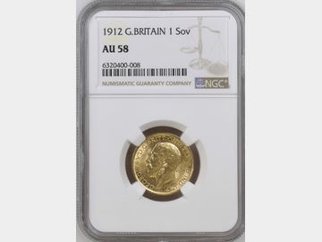 1912 GEORGE V LONDON MINT GOLD SOVEREIGN AU58