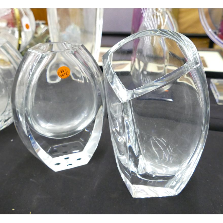 2pc Baccarat Heavy Crystal Modern Vases 9''