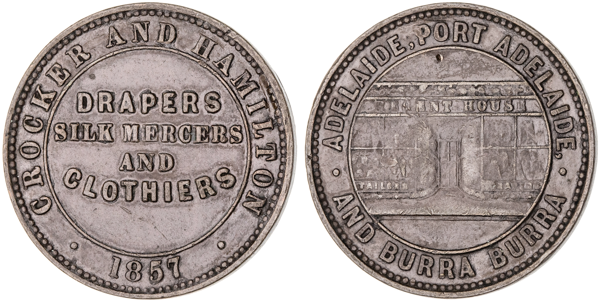 Port Adelaide, South Australia, Crocker & Hamilton, Halfpenny, 1857, VF