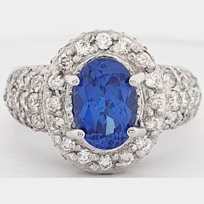 18CT WHITE GOLD RING WITH 0.500CT DIAMONDS & 1.00CT TANZANITE - 51929/341