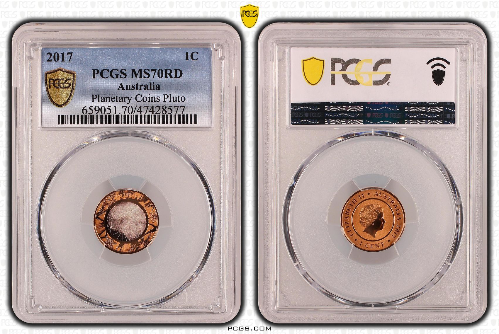 Planetary Coins Pluto, One Cent, 2017, PCGS MS 70RD