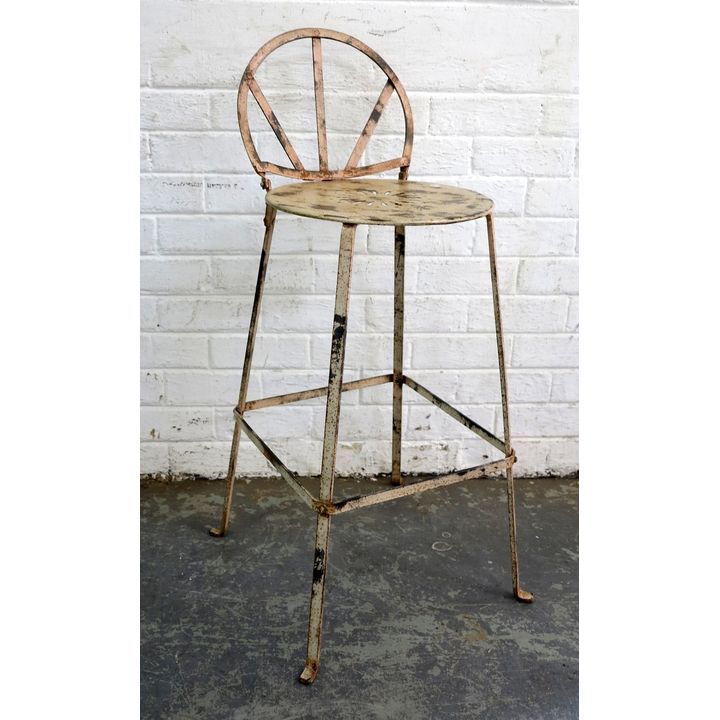 PAINTED METAL KITCHEN STOOL,