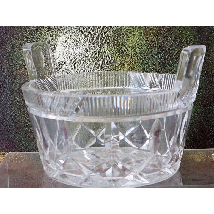 HEAVY TWO-HANDLED CUTGLASS BOWL