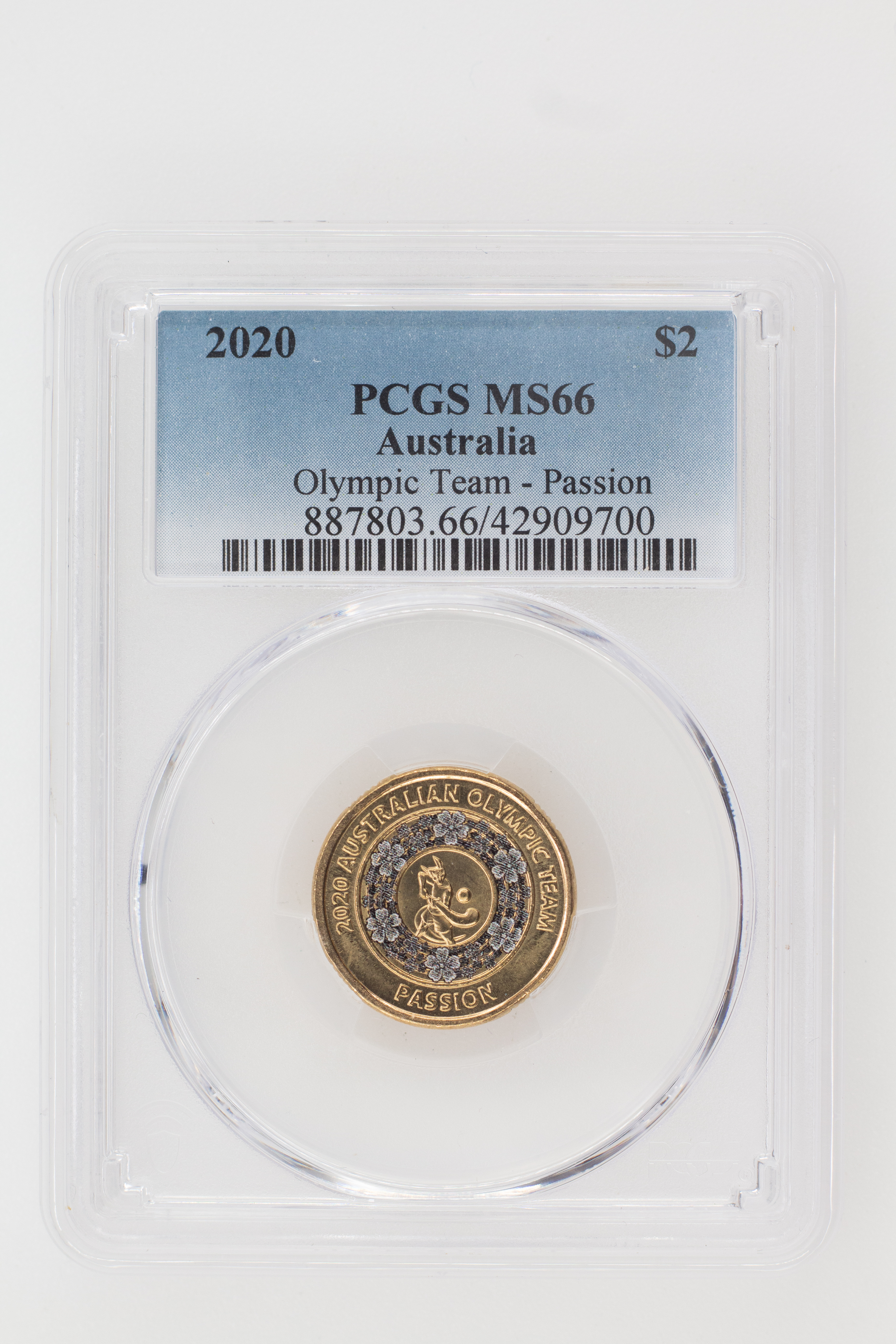 2020 Australia Two Dollar, $2 Olympic Team - Passion PCGS - MS66 -700
