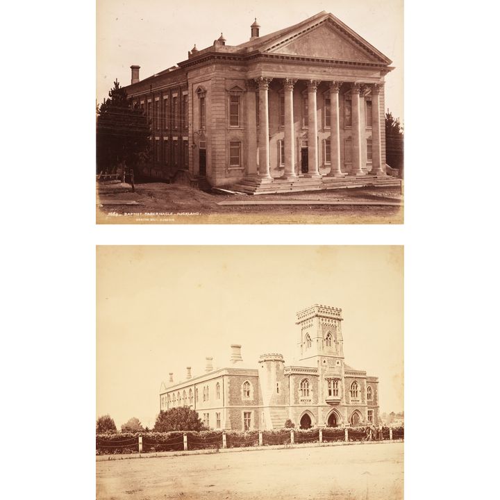 Burton Brothers together with Photographer Unknown 'The Baptist Tabernacle, Auckland and Auckland Supreme Court'