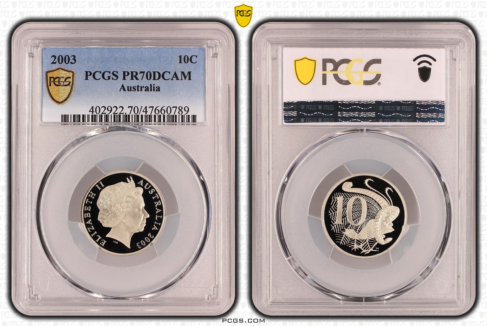 Elizabeth II, Ten Cent, 2003, PCGS PR70DCAM