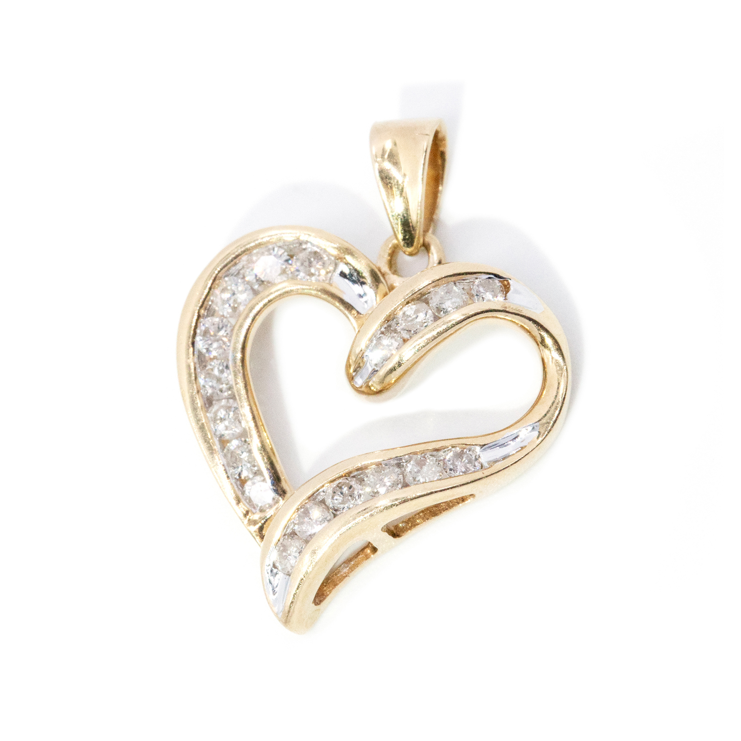 10ct Gold Diamond Heart Pendant