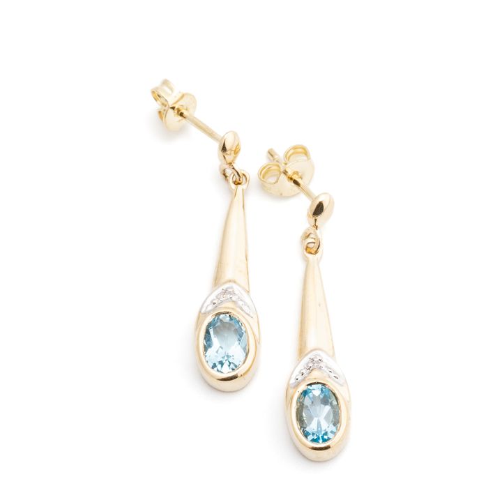 Topaz & Diamond 9ct Drop Earrings
