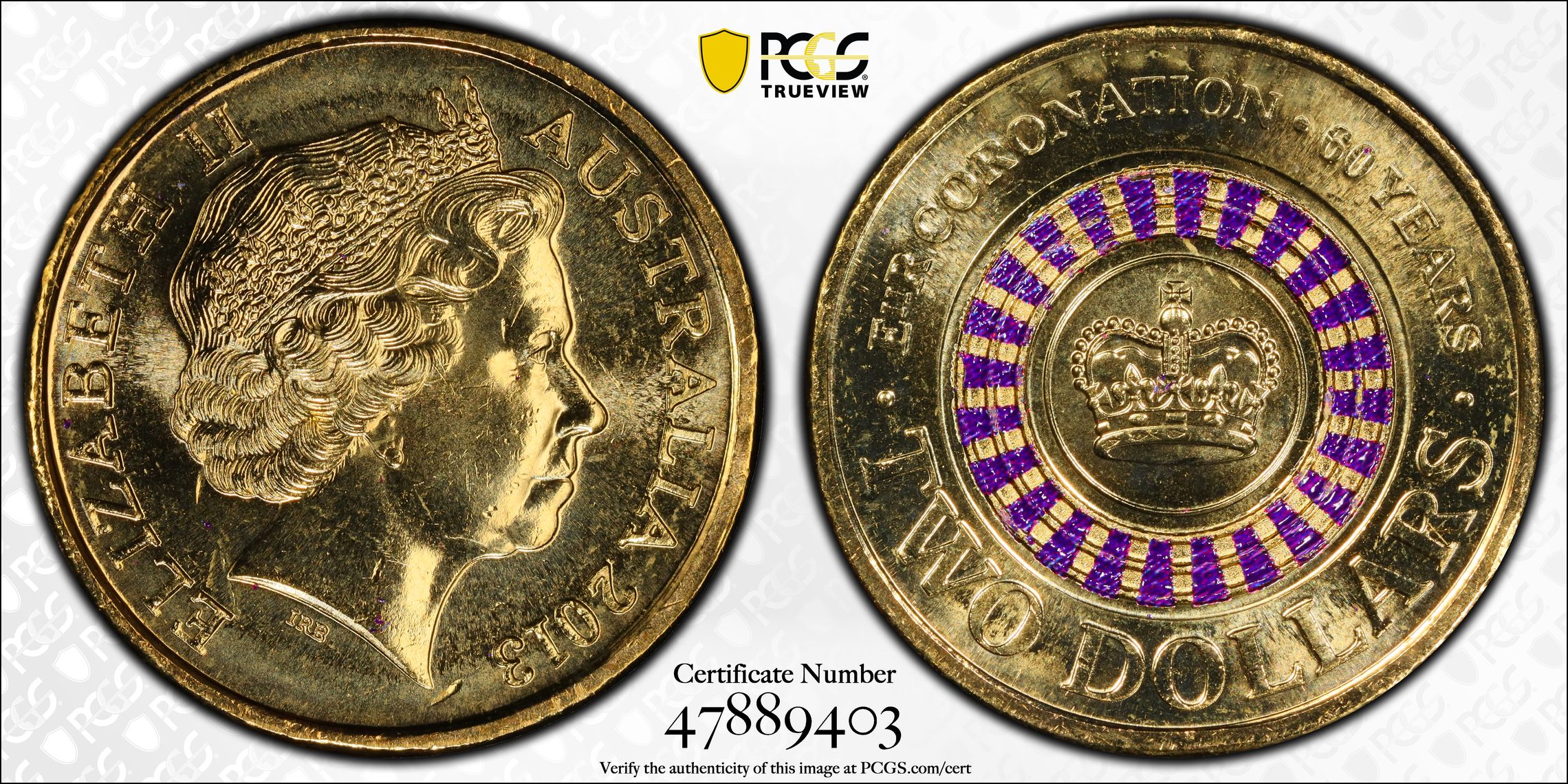 Coronation Colorized, Two Dollar, 2013, PCGS MS64