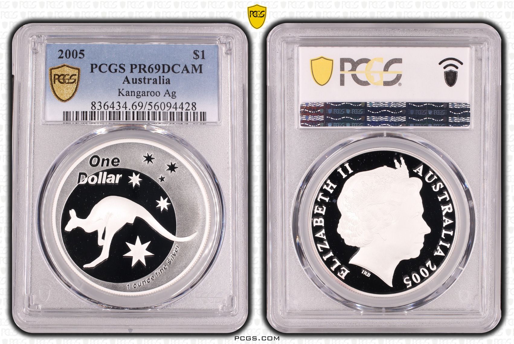 Kangaroo Ag, One Dollar, 2005, PCGS PR69DCAM